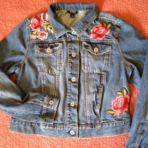 Blue Jean Jacket  w/ Roses. LG